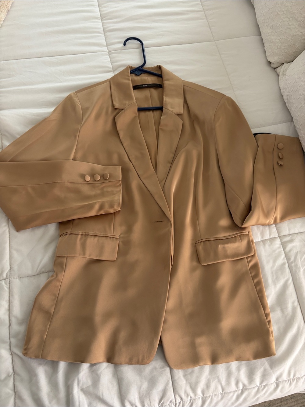Camel Satin Blazer Jacket